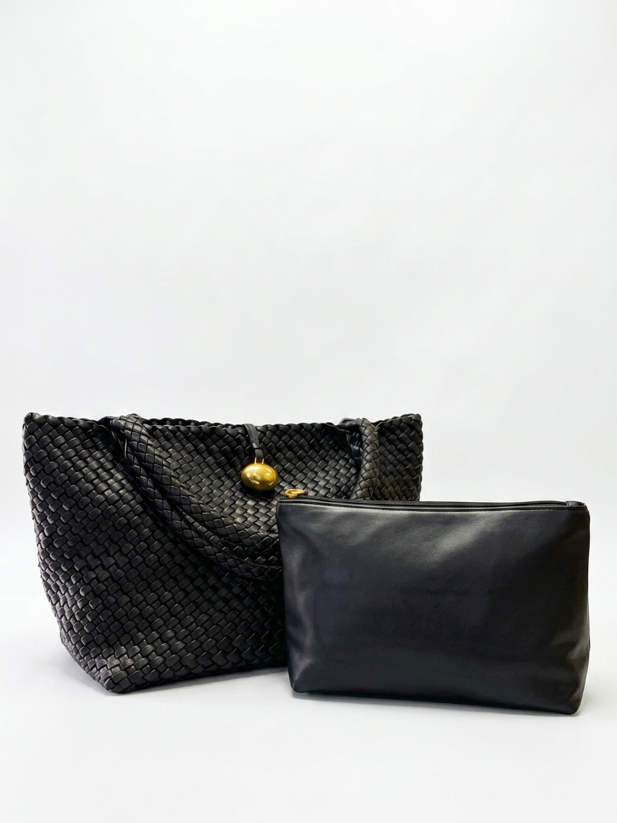 Jadli Botig woven shoulder leather bag