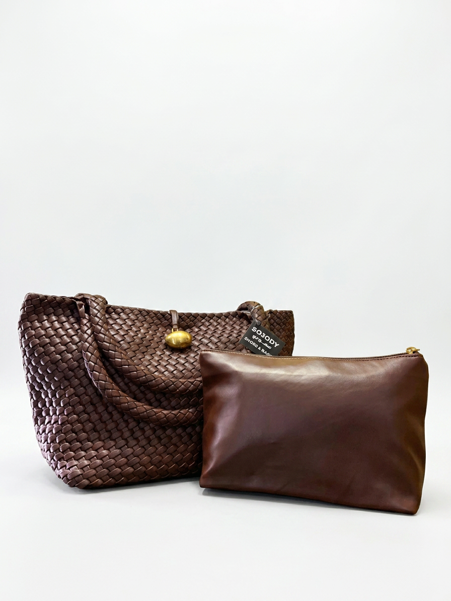 Jadli Botig woven shoulder leather bag