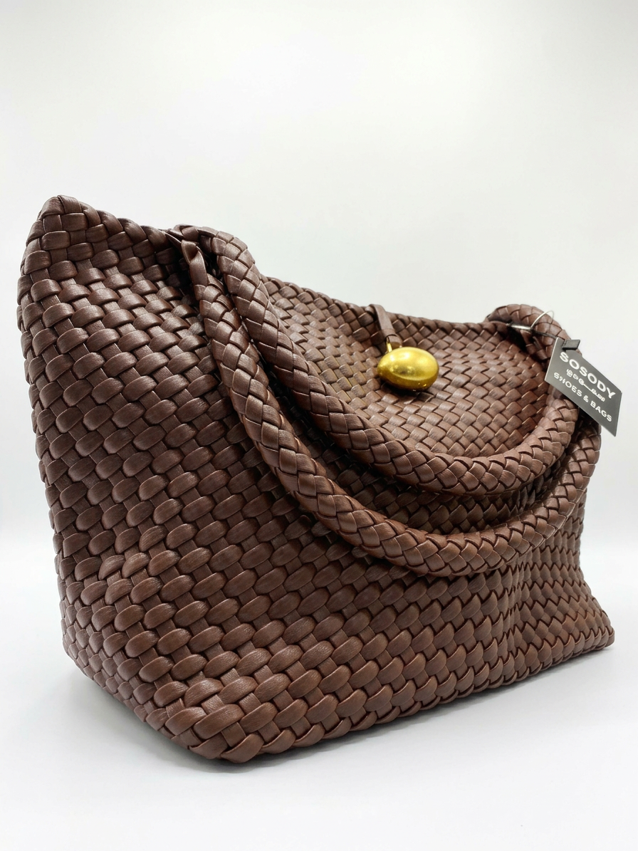 Jadli Botig woven shoulder leather bag