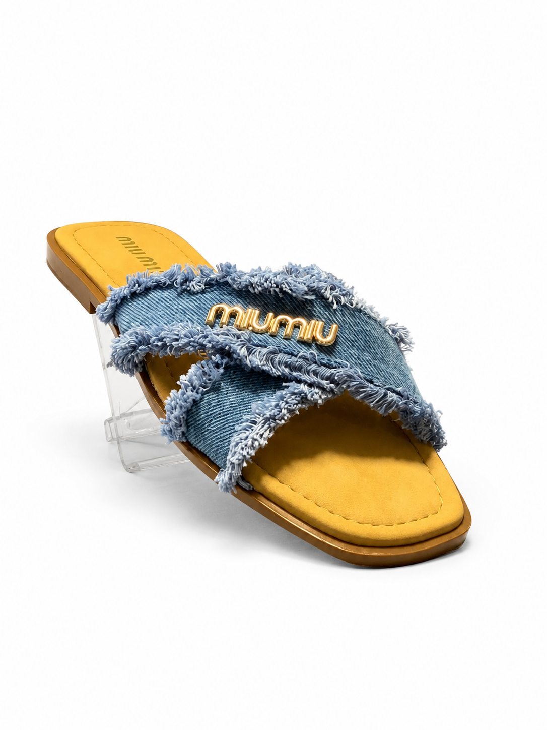 MIUMIU CROSS DENIM SLIPPER