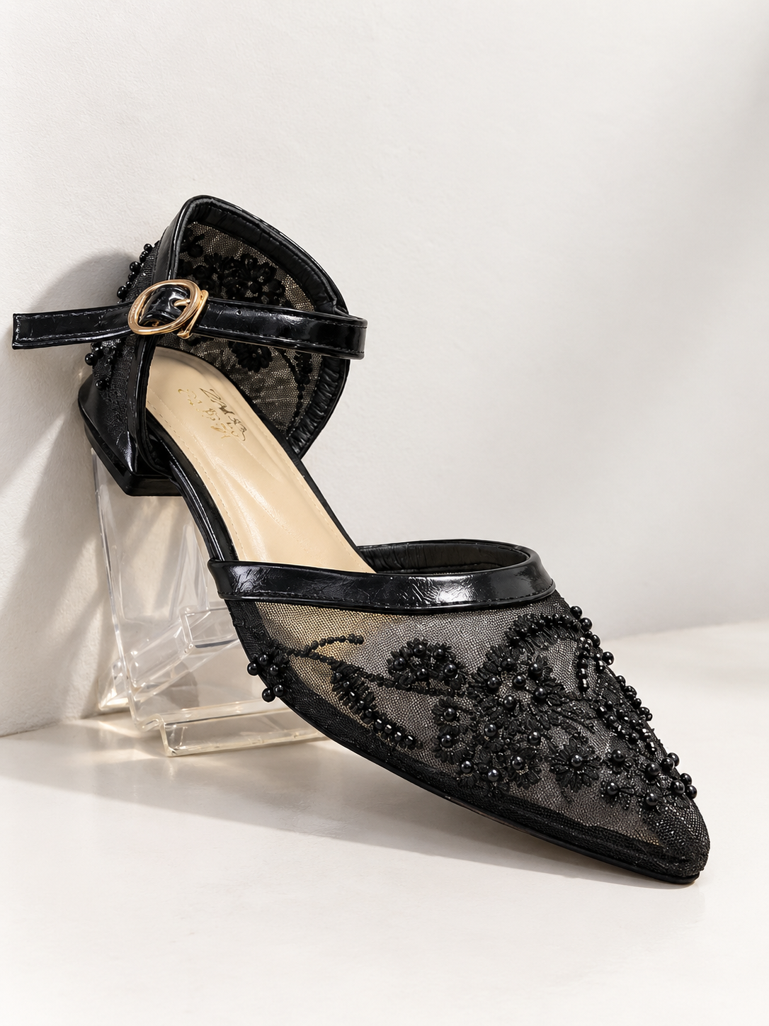 PEARL ANKLE-STRAP HEELS