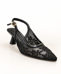 LACE SLING-BACK MID-HEELS