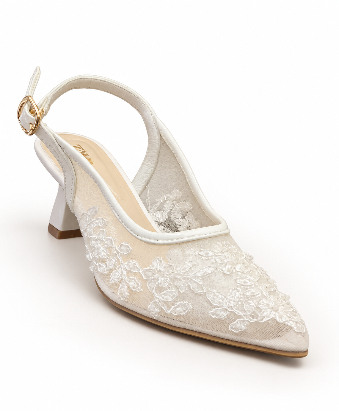 LACE SLING-BACK MID-HEELS