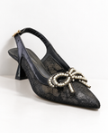 PEARL-BOW SLING-BACK HEELS