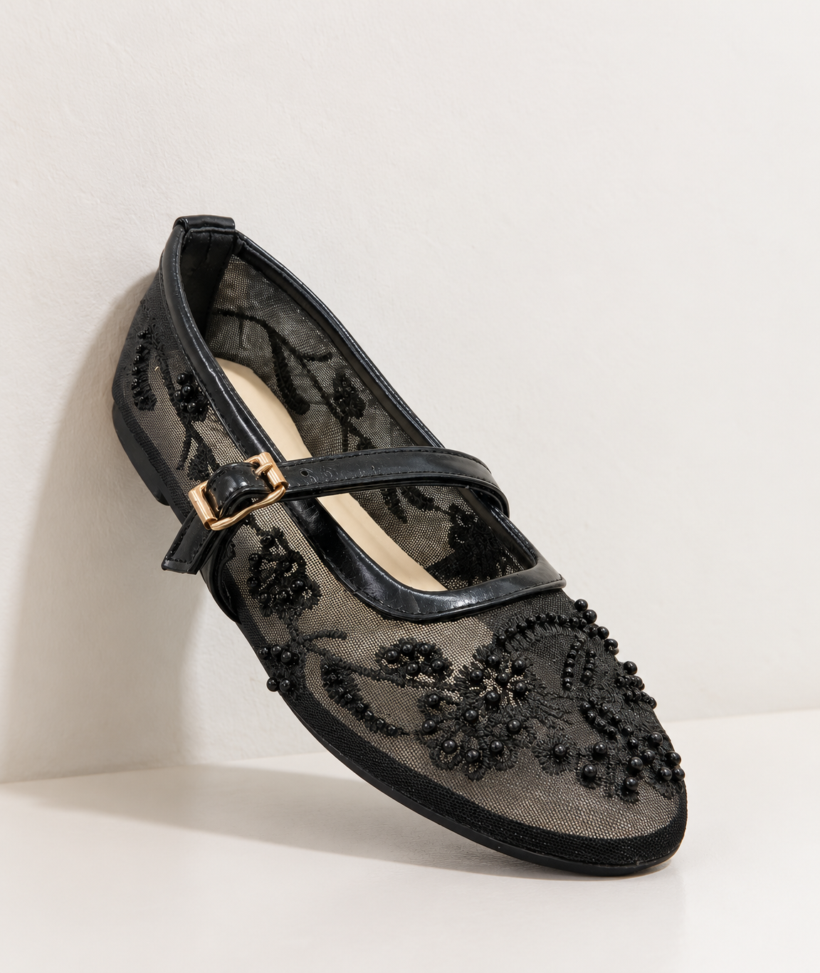 PEARL-LACE MARY JANE FLAT