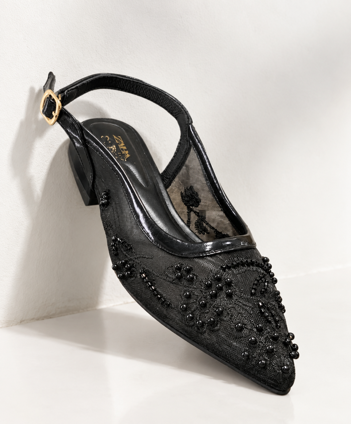 PEARL SLING-BACK LOW HEELS