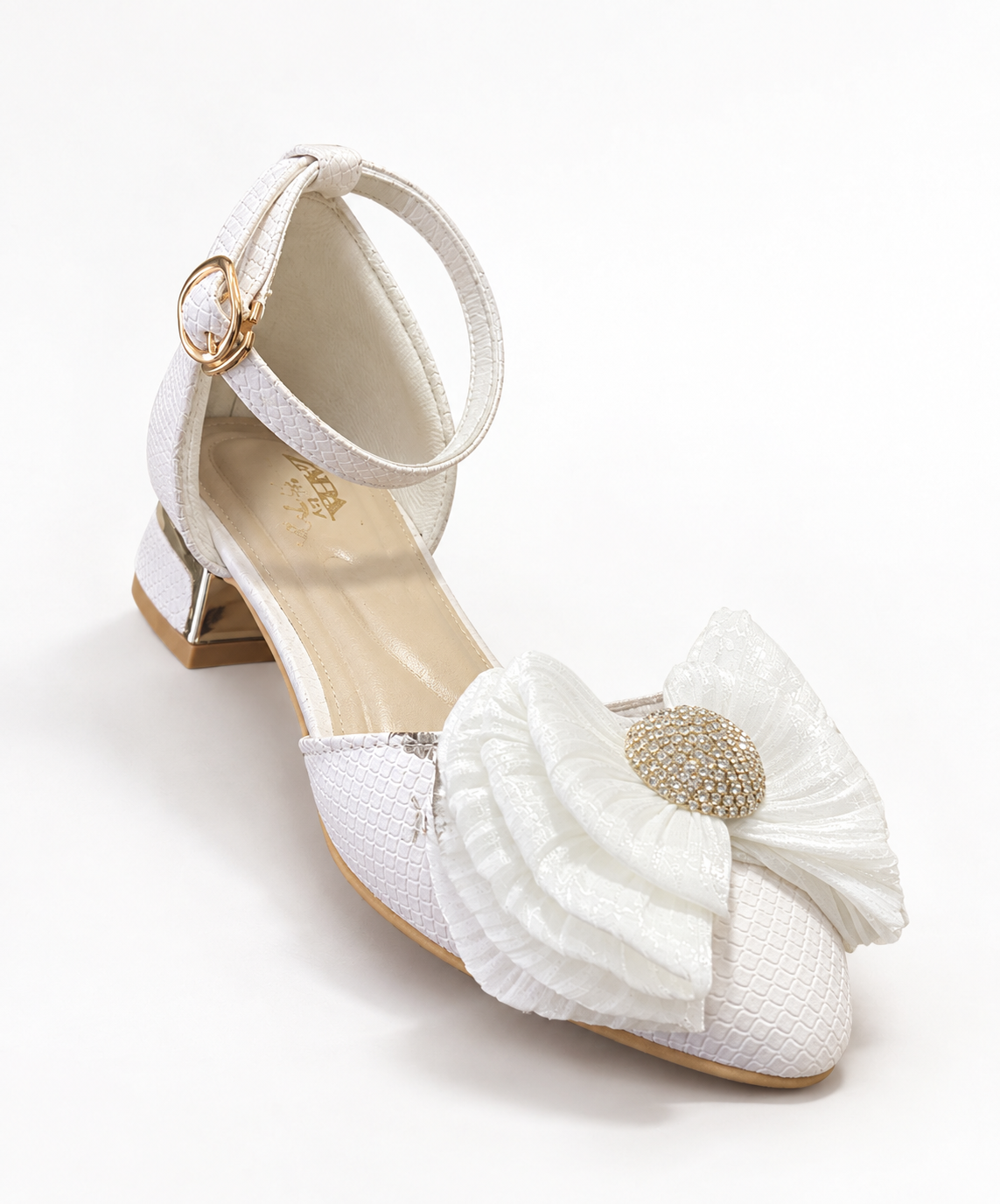 SATIN BOW ANKLE-STRAP HEELS