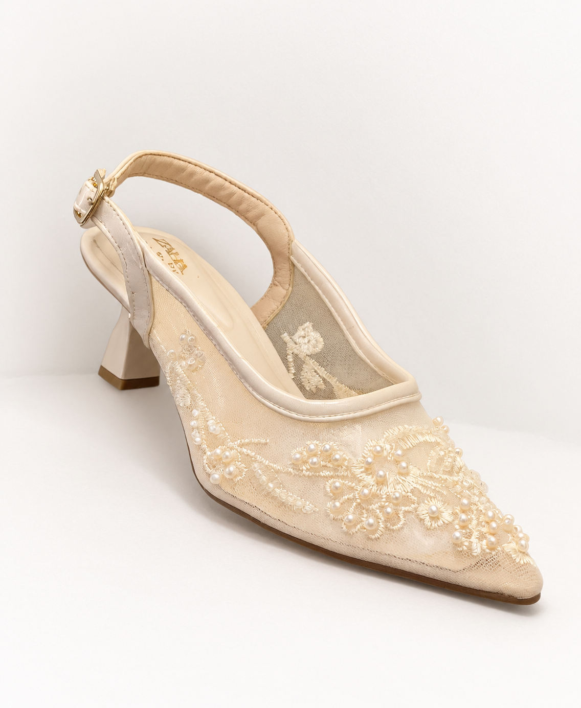PEARL SLING-BACK MID-HEELS
