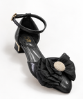 SATIN BOW ANKLE-STRAP HEELS