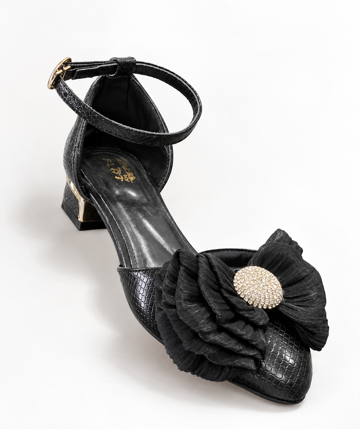 SATIN BOW ANKLE-STRAP HEELS