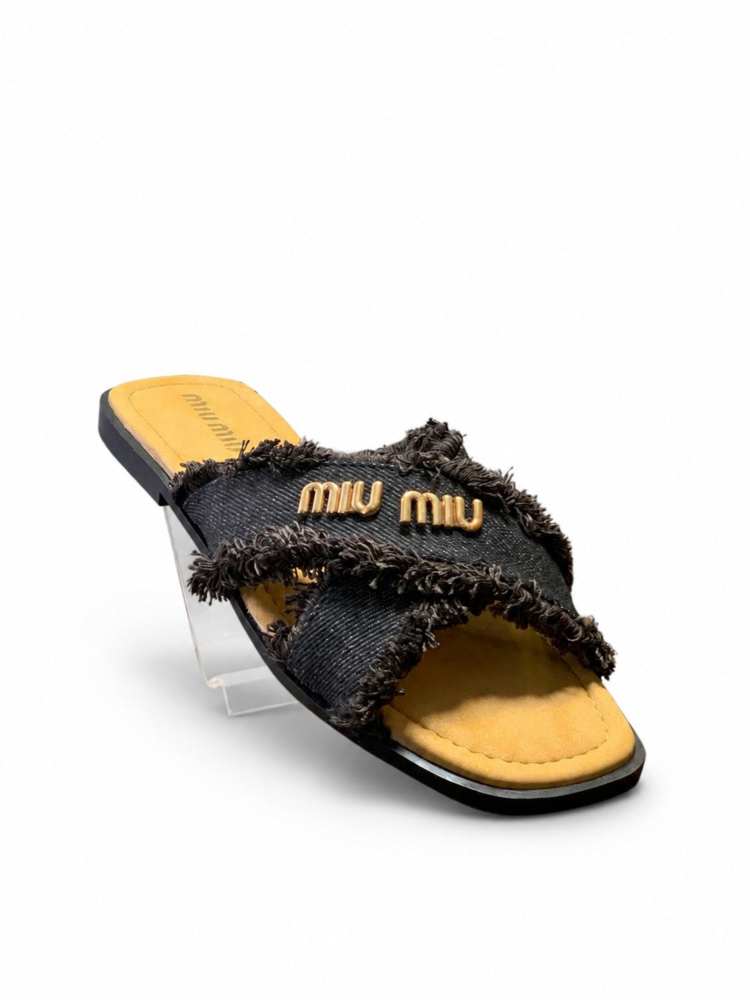 MIUMIU CROSS DENIM SLIPPER