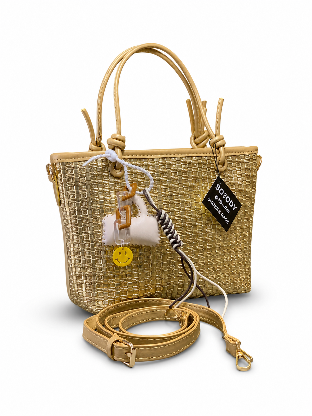 WOVEN HAND BAG WITH CHARM
