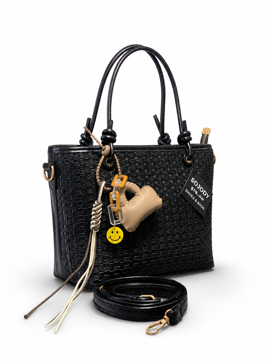 WOVEN HAND BAG WITH CHARM
