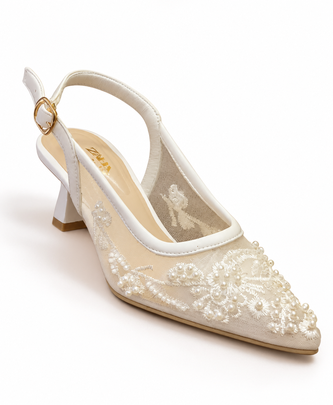 PEARL SLING-BACK MID-HEELS