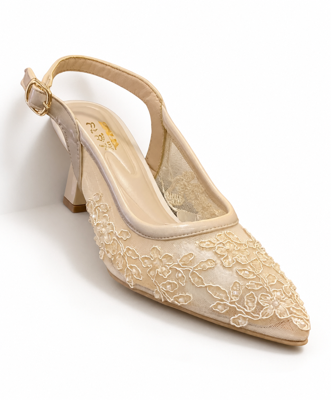 LACE SLING-BACK MID-HEELS