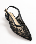 LACE SLING-BACK LOW HEELS