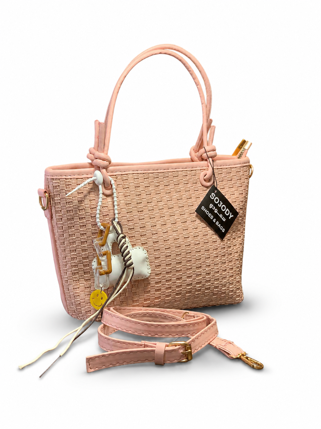 WOVEN HAND BAG WITH CHARM