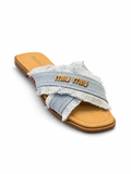 MIUMIU CROSS DENIM SLIPPER