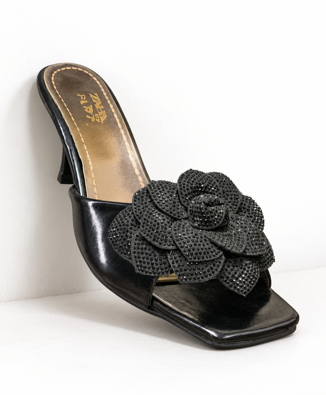 GLAMOR FLOWER SLIP-ON HEELS