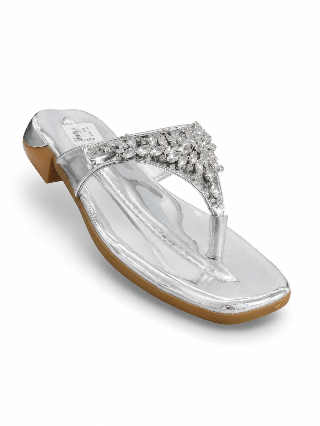 Leather patent leather slippers with toe
