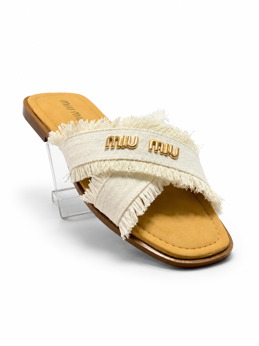 MIUMIU CROSS DENIM SLIPPER
